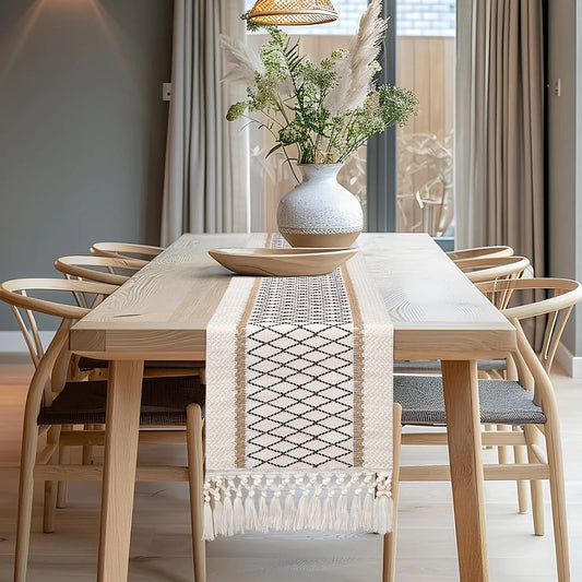 Farmhouse Table Runner - Woven Boho Style